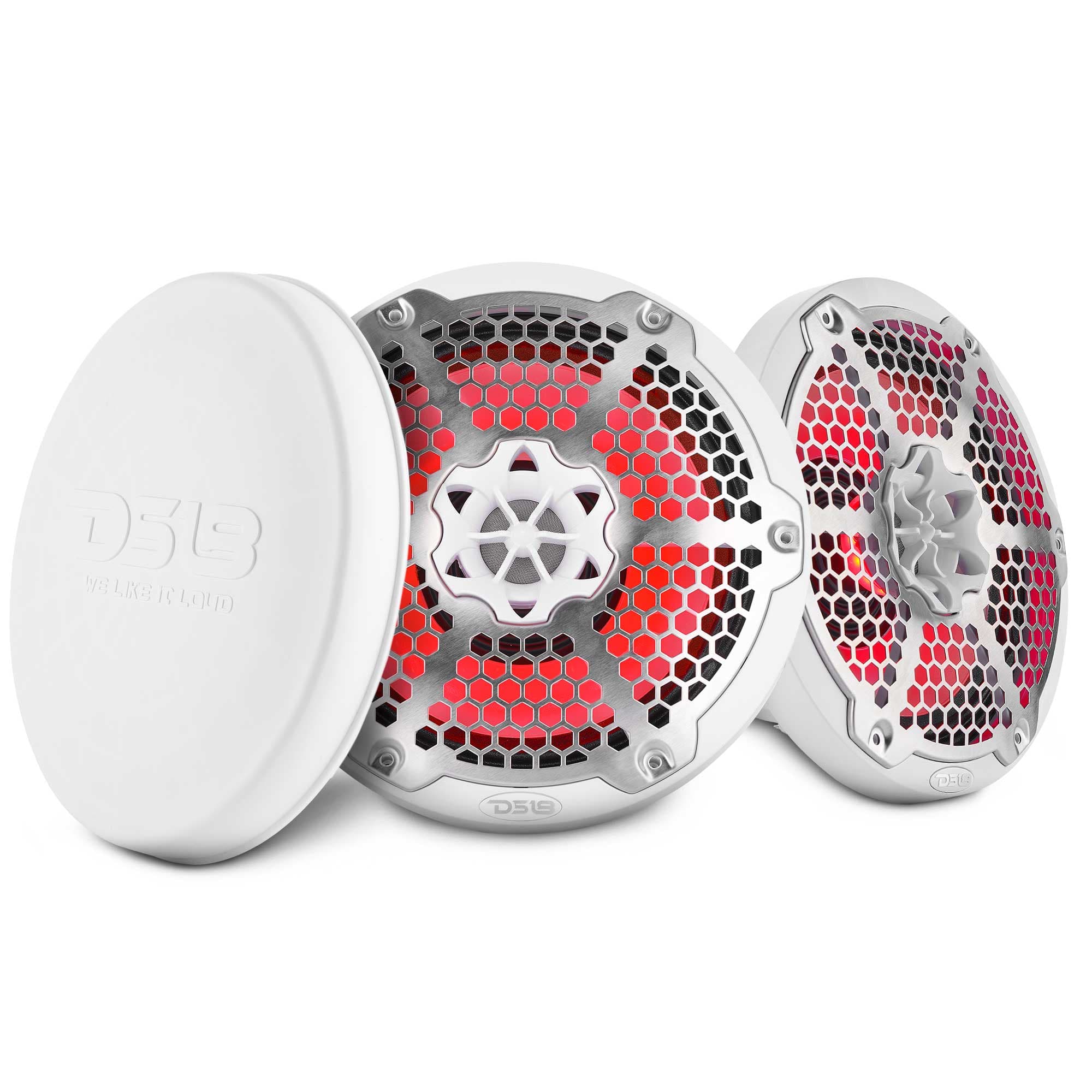 Altavoz híbrido marino de 2 vías de 8 pulgadas con LED RGB, controlador de compresión e imán de neodimio | 350 W RMS 4 ohmios