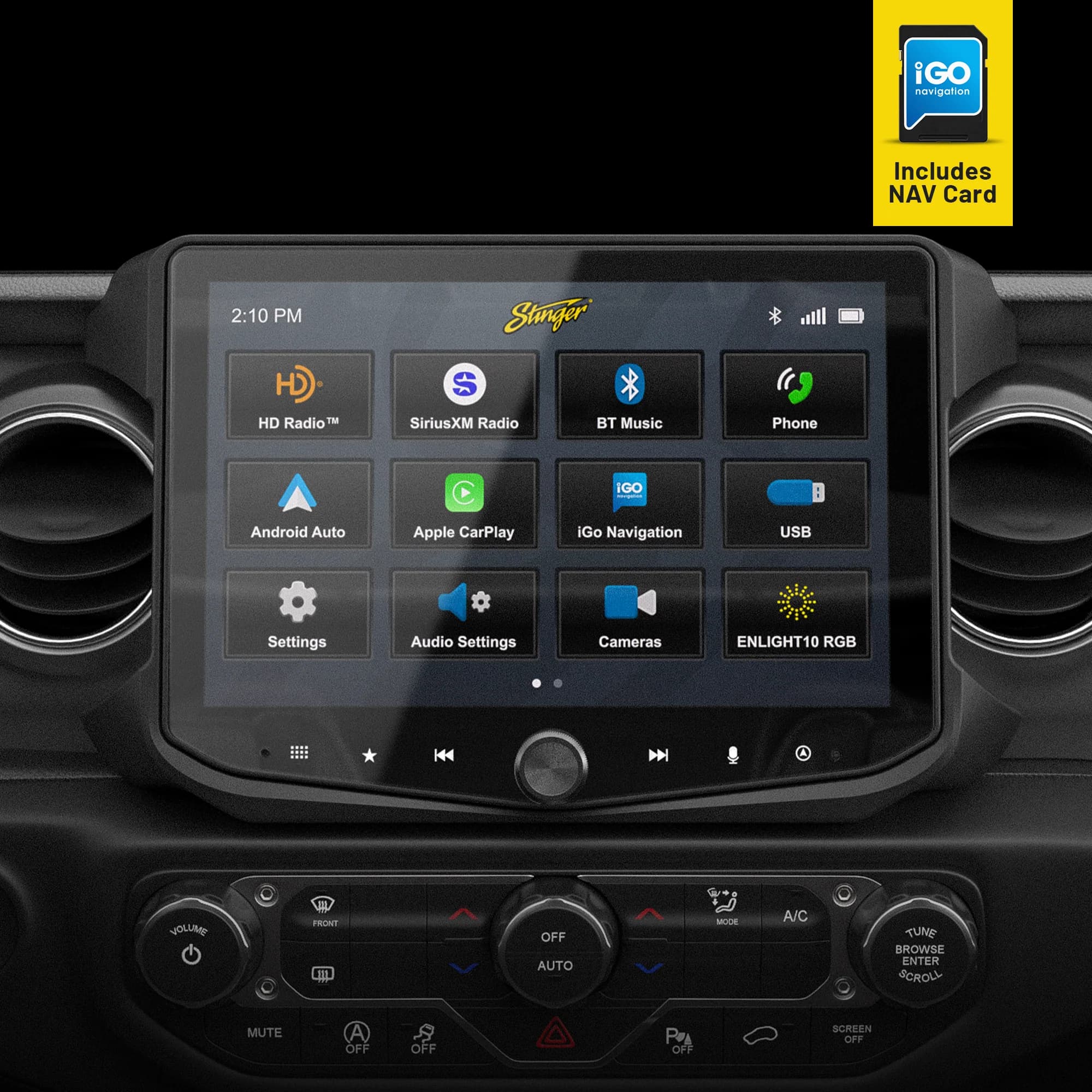 HORIZON10 Jeep Wrangler JL (2018-23)/Gladiator JT (2020-23) 10" Radio Fully Integrated Kit w/Nav Card | Displays Vehicle Info & Off-Road Mode